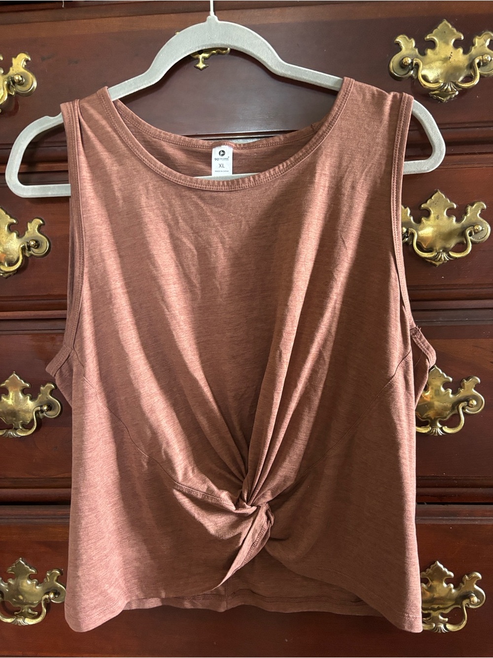 Knot-Front Tank Top in Rust - Unbranded